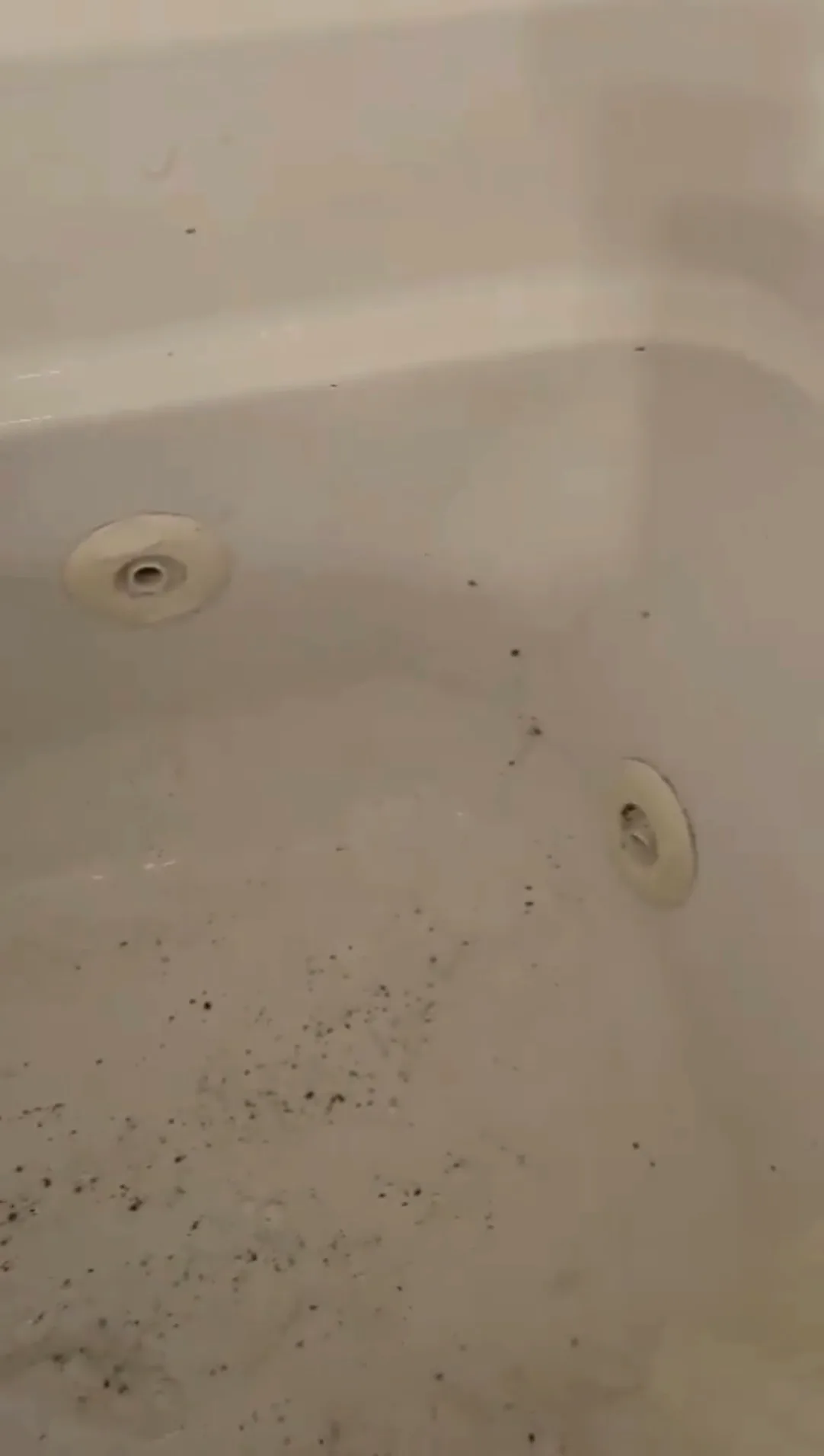 Bathtub deep cleaning showing dirt and residue before cleaning