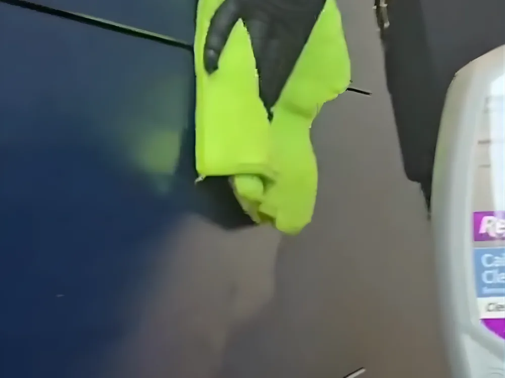 cabinet cleaning maintenance with microfiber cloth polishing