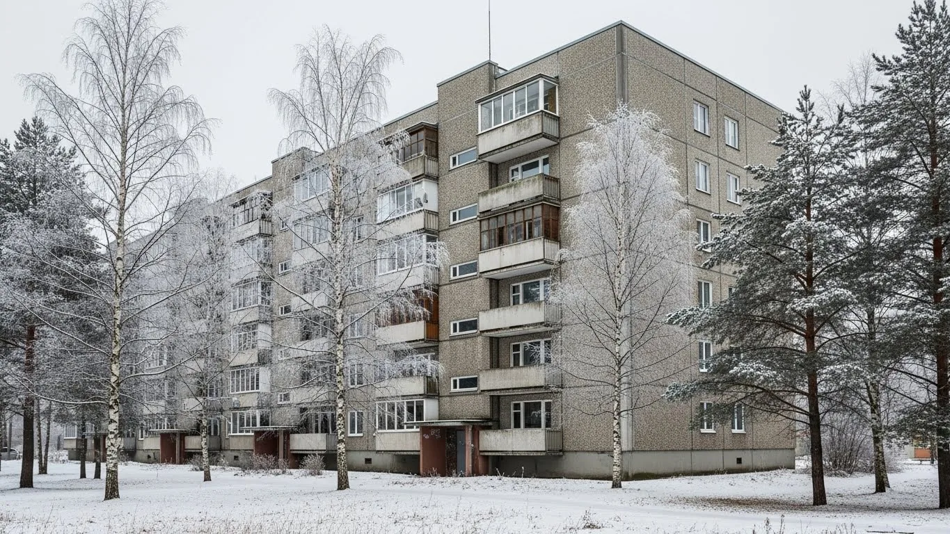 Condo holiday cleaning focused on exterior maintenance of a multi-unit condominium building in Connecticut during the winter season.