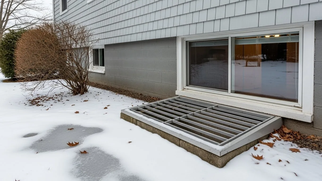 Winter mold CT risk around basement window of Connecticut house